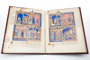 Morgan Crusader’s Bible, Ms M.638 - Morgan Library & Museum (New York, USA) /
Ms Nouv. Acq. Lat. 2294 - Bibliotheque Nationale de France (Paris) /
Ms Ludwig 16 83. M.A. 55 - Getty Museum (Los Angeles, USA), The Faksimile Verlag Edition is bound with leather featuring Gothic style decoration