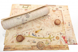 Portolani (set of 3 maps in deluxe wooden case, includes C.G.A.5, Modena, Biblioteca Estense Universitaria, C.G.A.5.c, Facsimile edition by Il Bulino, edizioni d'arte.